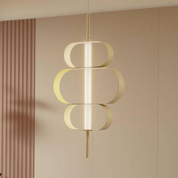 Lucande LED-es függőlámpa Audrina, bézs, fém, dimmelhető
