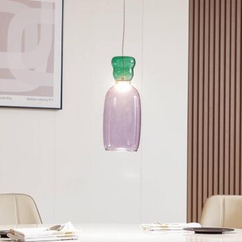 Lucande Fay LED lógó lámpa, lila/sötétzöld, üveg, Ø 15 cm kép