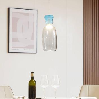 Lucande LED-es függőlámpa Fay, világosszürke/világoskék, üveg, Ø 15 cm kép