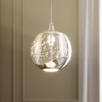 Lucande LED-es függőlámpa Hayley, Ø 9 cm, króm színű, üveg kép