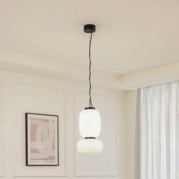 Lucande LED-es függőlámpa Lucya, 2-lámpás, üveg, fehér, 43 cm kép