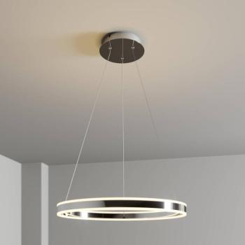 Lucande LED-es függőlámpa Lyani, Ø 60 cm, króm, fényerőszabályzóval, dimmelhető kép