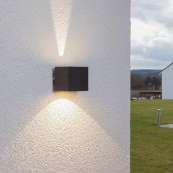 Lucande LED-es kültéri fali lámpa Jarno, antracit, fém, 9 cm kép