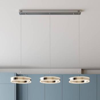 Lucande LED-es Lyani függőlámpa, 115cm, 3 lámpás, króm, dimmelhető kép
