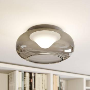 Lucande LED-es mennyezeti lámpa Mijo, Ø 43 cm, füstszürke, üveg kép