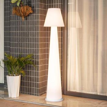 Lucande LED-es újratölthető teraszvilágítás Gauri, fehér, 153 cm, IP44 kép