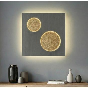 Lucande LED fali lámpa Delin, szürke/arany, 55 x 55 cm, dimmelhető kép