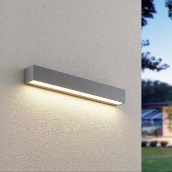 Lucande LED kültéri falilámpa Lengo, 50 cm, ezüst, lefelé irányuló, 3000 K kép