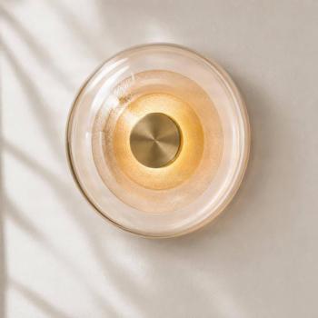 Lucande LED fali világítás, Sepian, fényes arany, üveg, Ø 20 cm kép