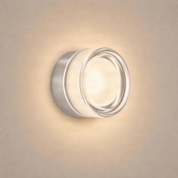 Lucande LED fali világítás, Somber, nikkel/átlátszó, Ø 12,5 cm, IP44 kép