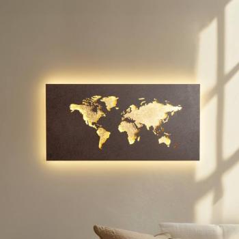 Lucande LED fali világítás World, rozsdás/arany, 60 cm x 30 cm kép