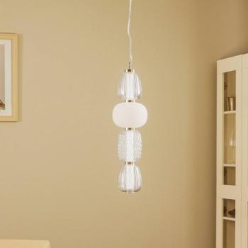 Lucande LED függőlámpa Fedra, üveg, szürke/fehér, Ø 17 cm kép