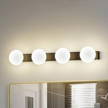 Lucande Myrra LED fürdőszoba fali lámpa, fekete, üveg, 60 cm, IP44 kép