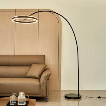Lucande LED ívlámpa Yekta, fekete, 183 cm, dimmelhető kép