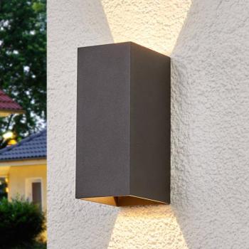 Lucande LED kültéri fali lámpa Mikka, 17 cm, antracit, 2-lámpás. kép