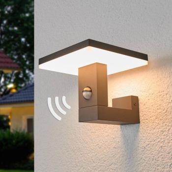 Lucande LED kültéri fali lámpa Olesia, 15 cm, érzékelő, IP54 kép