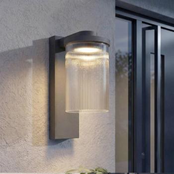 Lucande LED kültéri fali világítás Beelia, antracit, barázdált kép