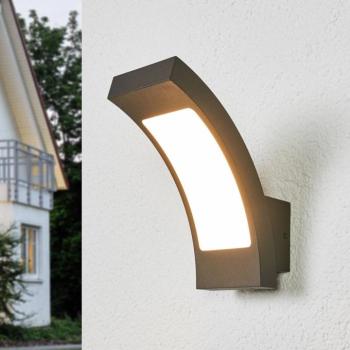 Lucande LED kültéri falilámpa Juvia, 19 cm, antracit, IP54 kép