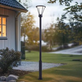 Lucande LED kültéri lámpa Elario, 222 cm, fekete, alumínium kép