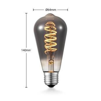 Lucande LED izzó E27 ST64 4 W titán 1 800 K, dimmelhető kép