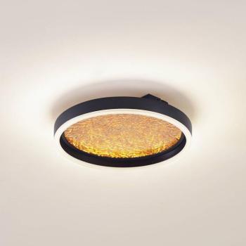 Lucande LED mennyezeti lámpa Menulis, fekete/arany, PC, Ø 30 cm kép