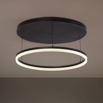 Lucande LED mennyezeti lámpa Orven, fekete/fa, Ø50cm, dimmelhető kép