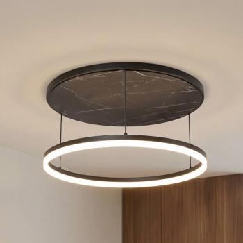Lucande LED mennyezeti lámpa Orven, fekete/márvány, Ø 50 cm, dimmelhető. kép