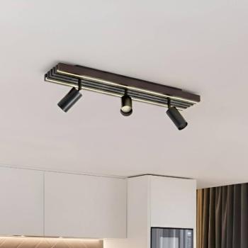 Lucande LED mennyezeti spotlámpa Tiron, 3 izzós, 70 cm, tölgyfa kép