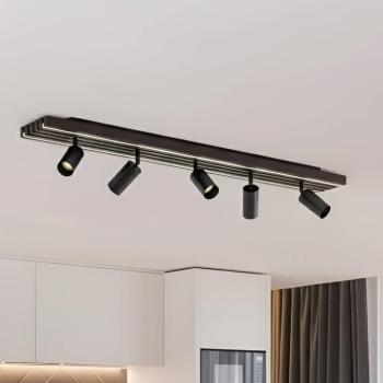 Lucande LED mennyezeti spotlámpa Tiron, 5 izzós, 100 cm, tölgyfa kép