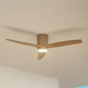 Lucande LED mennyezeti ventilátor Sorin, bézs, DC, csendes, IP44 kép