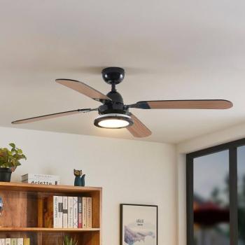 Lucande Tedric LED mennyezeti ventilátor, fekete, csendes, 133 cm kép