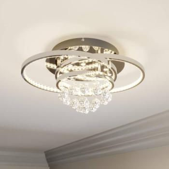 Lucande LED mennyezeti világítás Keely, króm színű, kristály, 45 cm kép