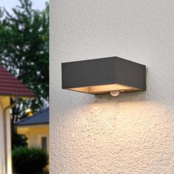 Lucande LED napelemes fali lámpa Mahra, antracit, fém, szenzoros kép