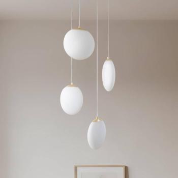 Lucande lógó világítás Lunelle, sárgaréz, üveg, 4 izzós, Ø 40 cm kép