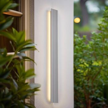 Lucande Melira LED kültéri fali világítás, hossza 100 cm, világosszürke kép