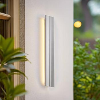Lucande Melira LED kültéri fali világítás, hossza 60 cm, világosszürke kép