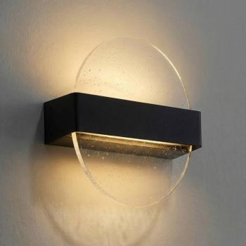 Lucande Narkelo LED fali lámpa, fekete/átlátszó, CCT, IP44 kép
