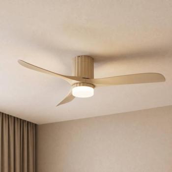 Lucande Novri LED mennyezeti ventilátor, bézs, Ø 132 cm, CCT kép