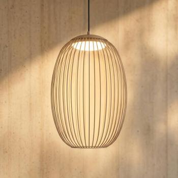 Lucande Richi LED kültéri függesztett lámpa, bézs, Ø 35 cm, dimmelhető kép