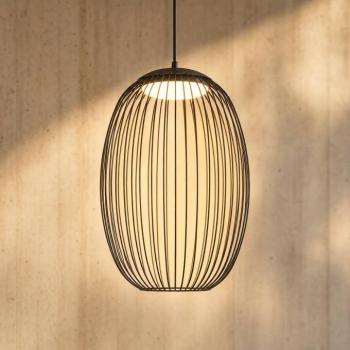 Lucande Richi LED kültéri függesztett lámpa, fekete, Ø35 cm, dimmelhető kép