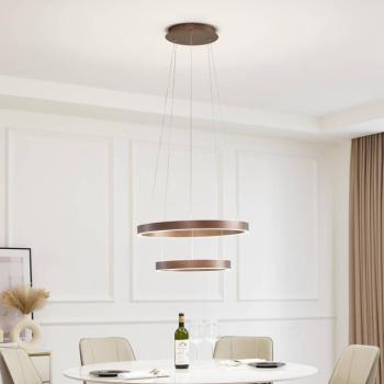 Lucande Smart LED függőlámpa Yonam, kávé, 2-lámpás, Tuya kép