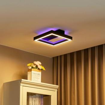 Lucande Smart LED mennyezeti lámpa Tjado, 30 cm, fekete, RGBW kép