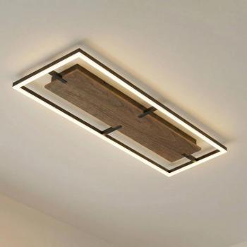 Lucande Vectra LED mennyezeti világítás, 100 x 30 cm, fa, dimmelhető kép