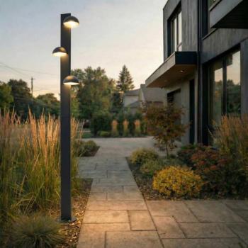 Lucande Velira LED kültéri világítás, fekete, 220 cm, 3 izzós kép