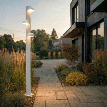 Lucande Velira LED kültéri világítás, világosszürke, 220 cm, 3 izzós kép