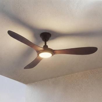Lucande Winrod LED kültéri mennyezeti ventilátor, sötét fa, dimmelhető