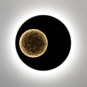 LUNA GIGANTE XL LED fali világítás, fekete/arany, Ø 100 cm, dimmelhető fényerő kép