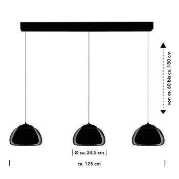 Luxxo LED függőlámpa, fekete, 3 lámpás, távirányítóval kép