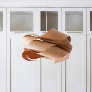 LZF Link lógó lámpa, cseresznyefa/nikkel színű, Ø 46 cm, fa kép
