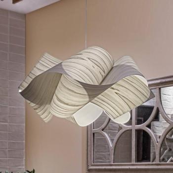 LZF Swirl lógó lámpa, szürke/nikkel színű, Ø 54 cm, fa kép